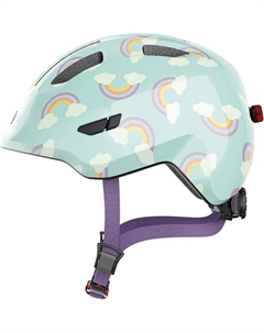 Велошлем Smiley 3.0 LED детский с фонариком, с регулировкой, 8отв, сетка от насекомых, голубой, 05-0067301 Abus