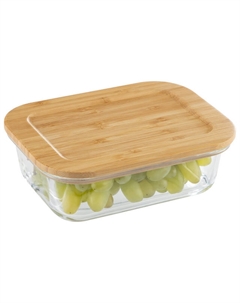 Контейнер для продуктов Bambu 0,6л 17,6х13,2х6,1см прямоугольный жаропр.стекло, бамбук Leonord