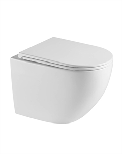 Унитаз подвесной Сатурн PN41901 безободковый, быстросъемное тонкое сиденье с микролифтом, белый Point