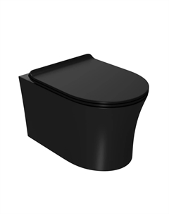 Унитаз подвесной Вега PN41711BM безободковый, быстросъемное тонкое сиденье с микролифтом, черный матовый Point