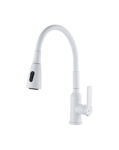 Смеситель для кухни S843C-1 с гибким изливом, белый Shevanik