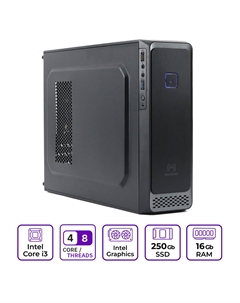 Системный блок Mastero Middle MC14, Intel Core i3 10105 3.7 ГГц, 16Gb RAM, 250Gb SSD, DOS, черный (MC14-I10105-16S240) Mastero pc