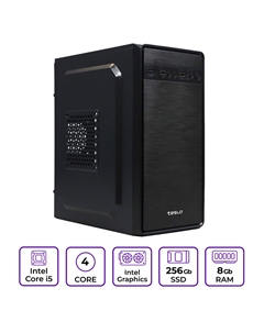 Системный блок Mastero Middle OT22, Intel Core i5 3470 3.2 ГГц, 8Gb RAM, 256Gb SSD HD Graphics, DOS, черный (OT22-I3470-8S256) Mastero pc