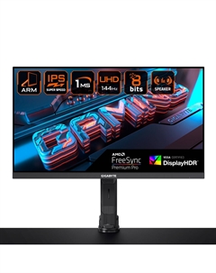 Монитор 28" ARM Edition M28U AE-EK IPS, 3840x2160 (16:9), 300кд/м2, 144 Гц, 1 мс, 178°/178°, FreeSync Premium Pro, HDMI, DisplayPort, USB-Hub, черный (20VM0-M28UAEBA-1EKR), с креплением к столу Gigabyte