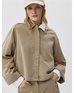 Укороченная рубашка из смесового тенселя Sela