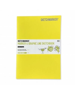 Скетчбук "MARKER & GRAPHIC LINE" 17,6х25 см 16 л 180 г мягкая обложка, лимонный Sketchmarker