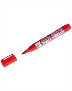 Маркер перманентный "Multi Marker" 3 мм с круглым наконечником, красный Crown