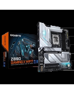 Материнская плата Z890 GAMING X WIFI7, LGA1851, Intel Z890, 4xDDR5 DIMM, 3PCI-Ex16, 4SATA3, 7.1-ch, 2.5GLAN, 7 USB 3.2, 2 USB Type-C, DP, Type-C DP, ATX, Retail Gigabyte
