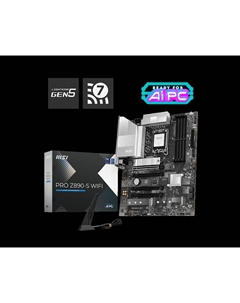Материнская плата PRO Z890-S WIFI, LGA1851, Intel Z890, 4xDDR5 DIMM, 3PCI-Ex16, 4SATA3, 7.1-ch, 2.5GLAN, 8 USB 3.2, 2 USB Type-C, HDMI, DP, ATX, Retail Msi