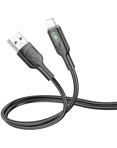 Кабель USB(Am)-Lightning 8-pin(M), быстрая зарядка, 2.4А, 1.2 м, черный, HOCO Smart Power Off U120 (6942007605083) Hoco