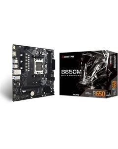 Материнская плата B650MT, AM5, AMD B650, 2xDDR5 DIMM, PCI-Ex16, 4SATA3, 7.1-ch, GLAN, 6 USB 3.2, 1 USB Type-C, HDMI, DP, mATX, Retail Biostar