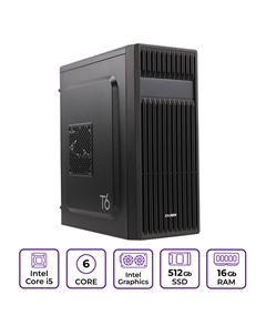 Системный блок Mastero Middle ZM02, Intel Core i5 12400 2.5 ГГц, 16Gb RAM, 512Gb SSD UHD Graphics 730, DOS, черный (ZM02-I12400-16S512) Mastero pc