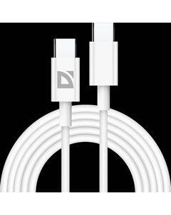 Кабель USB Type-C(M)-USB Type-C(M), быстрая зарядка, Power Delivery 30 Вт, 2 м, белый, Defender F182 (87537)