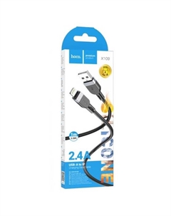 Кабель USB(Am)-Lightning 8-pin(M), быстрая зарядка, 2.4А, 1 м, черный, HOCO Energy X109 (6942007636209) Hoco