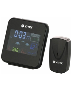 Метеостанция с беспроводным датчиком, температура в помещении / температура снаружи / влажность в помещении / влажность снаружи, черный, VITEK VT-6412 (VT-6412) Vitek