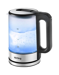 Чайник электрический Korting KWK 0902 G 1.7л. 2.2 кВт, стекло/пластик, серебристый/черный (KWK 0902 G)
