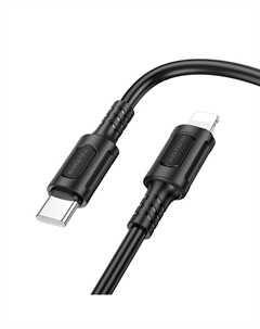 Кабель USB Type-C(M)-Lightning 8-pin(M), быстрая зарядка, 3А, Power Delivery 27 Вт, 1 м, черный, Borofone Feliz BX111 (6941991115028)