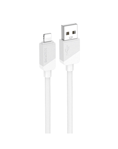 Кабель USB(Am)-Lightning 8-pin(M), быстрая зарядка, 2.4А, Power Delivery 12 Вт, 1 м, белый, Borofone BX107 (6941991114038)