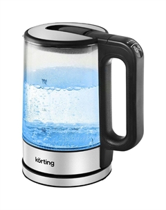 Чайник электрический Korting KWK 0901 G 1.7л. 2.2 кВт, стекло/пластик, серебристый/черный (KWK 0901 G)