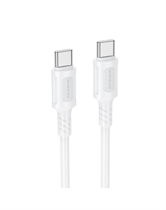 Кабель USB Type-C(M)-USB Type-C(M), быстрая зарядка, 3А, Power Delivery 60 Вт, 1 м, белый, Borofone Feliz BX111 (6941991115110)