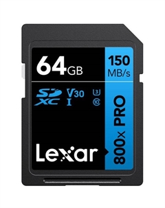 Карта памяти 64Gb SDXC Professional Class 10 UHS-I U3 V30 (LSD0800P064G-BNNNG) Lexar