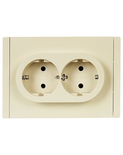 Блок розеток IEK FORTE&PIANO FP424, скрытый монтаж, 2-х постовая, с з/к, 16А, в сборе, IP20, ванильный, 1 шт. (FP-R21-16-1-K10) Iek
