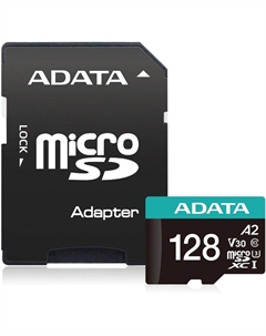 Карта памяти 128Gb microSDXC Class 10 UHS-I U3 V30 A2 + адаптер (UD128GUI3V30A2SP-RA1) Adata