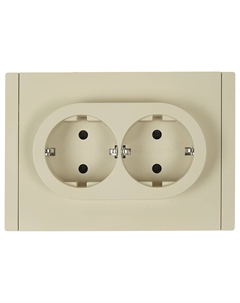 Блок розеток IEK FORTE&PIANO FP423, скрытый монтаж, 2-х постовая, с з/к, со шторками, 16А, в сборе, IP20, ванильный, 1 шт. (FP-R24-16-1-K10) Iek