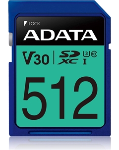 Карта памяти 512Gb SDXC Class 10 UHS-I U3 V30 (ASDX512GUI3V30S-R) Adata
