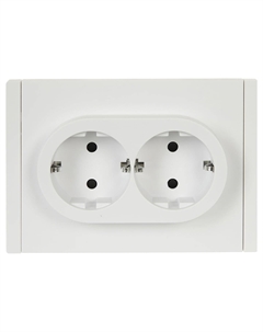 Блок розеток IEK FORTE&PIANO FP223, скрытый монтаж, 2-х постовая, с з/к, со шторками, 16А, в сборе, IP20, белый, 1 шт. (FP-R24-16-1-K01) Iek