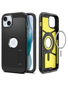 Чехол-накладка Spigen Tough Armor для смартфона Apple iPhone 15, поликарбонат/термопластичный полиуретан (TPU), черный (ACS06811)