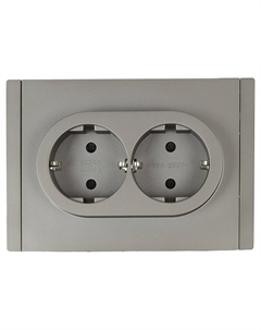 Блок розеток IEK FORTE&PIANO FP523, скрытый монтаж, 2-х постовая, с з/к, со шторками, 16А, в сборе, IP20, стальной, 1 шт. (FP-R24-16-1-K46) Iek