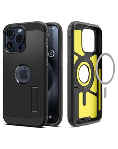 Чехол-накладка Spigen Tough Armor для смартфона Apple iPhone 15 Pro Max, поликарбонат/термопластичный полиуретан (TPU), черный (ACS06594)