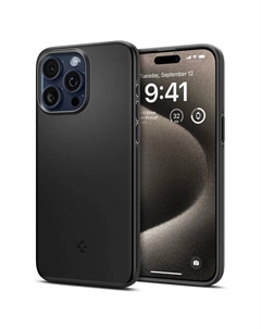 Чехол-накладка Spigen Thin Fit для смартфона Apple iPhone 15 Pro Max, поликарбонат, черный (ACS06544)