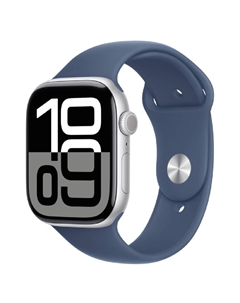 Смарт-часы Apple Watch Series 10 A2997, 1.96" OLED, серебристый/синий (MWWC3ZP/A)