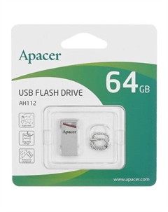 Флешка 64Gb USB 2.0 AH112, серебристый (AP64GAH112R-1) Apacer