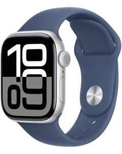 Смарт-часы Apple Watch Series 10 A2997, 1.96" OLED, серебристый/синий (MWWA3LW/A)