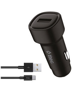 Автомобильное зарядное устройство TTEC SmartCharger, USB, 2.4А, 12 Вт, кабель USB Type-C, черный (2CKS30CS) Ttec