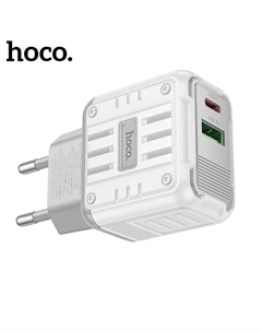 Сетевое зарядное устройство Hoco Rock C135A 20 Вт, USB, EU, USB type-C, Quick Charge, PD, белый (6942007627238), кабель Lightning/Type-C