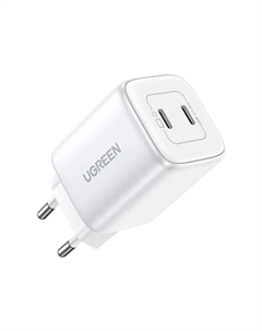 Сетевое зарядное устройство UGREEN CD294 45 Вт, EU, 2xUSB type-C, Quick Charge, PD, белый (15327) Ugreen