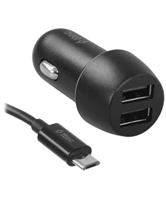 Автомобильное зарядное устройство TTEC SmartCharger, 2xUSB, 3.1А, 15.5 Вт, QC, кабель microUSB, черный (2CKS21MS) Ttec