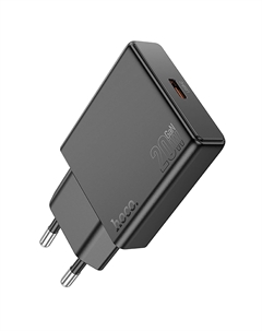 Сетевое зарядное устройство Hoco Delgado N37 20 Вт, EU, USB type-C, Quick Charge, PD, черный (6942007610070)
