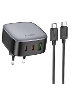 Сетевое зарядное устройство Hoco Amanecer CS33A 30 Вт, USB, EU, 2xUSB type-C, Quick Charge, PD, черный (6942007617536), кабель type-C/type-C