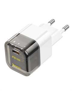 Сетевое зарядное устройство Hoco Transparent C125A 20 Вт, EU, USB type-C, Quick Charge, PD, черный/белый (6931474798336)