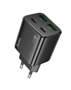 Сетевое зарядное устройство Hoco N55 20 Вт, 2xUSB, EU, 2xUSB type-C, Quick Charge, PD, черный (6942007632430)