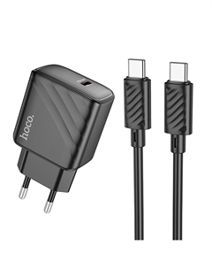 Сетевое зарядное устройство Hoco Value CS22A 30 Вт, EU, USB type-C, PD, черный (6942007609937), кабель type-C/type-C