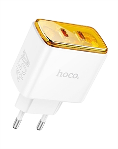 Сетевое зарядное устройство Hoco Smart CS43A 45 Вт, EU, 2xUSB type-C, Quick Charge, PD, белый (6942007620833)