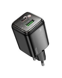 Сетевое зарядное устройство Hoco N52 20 Вт, USB, EU, USB type-C, Quick Charge, PD, черный (6942007630368)