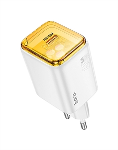 Сетевое зарядное устройство Hoco N54 45 Вт, EU, USB type-C, Quick Charge, PD, белый (6942007630535), кабель type-C/type-C