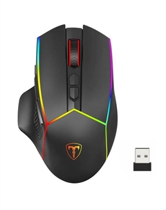 Мышь беспроводная Vertex, 8000dpi, оптическая светодиодная, USB, черный (72375) T-line